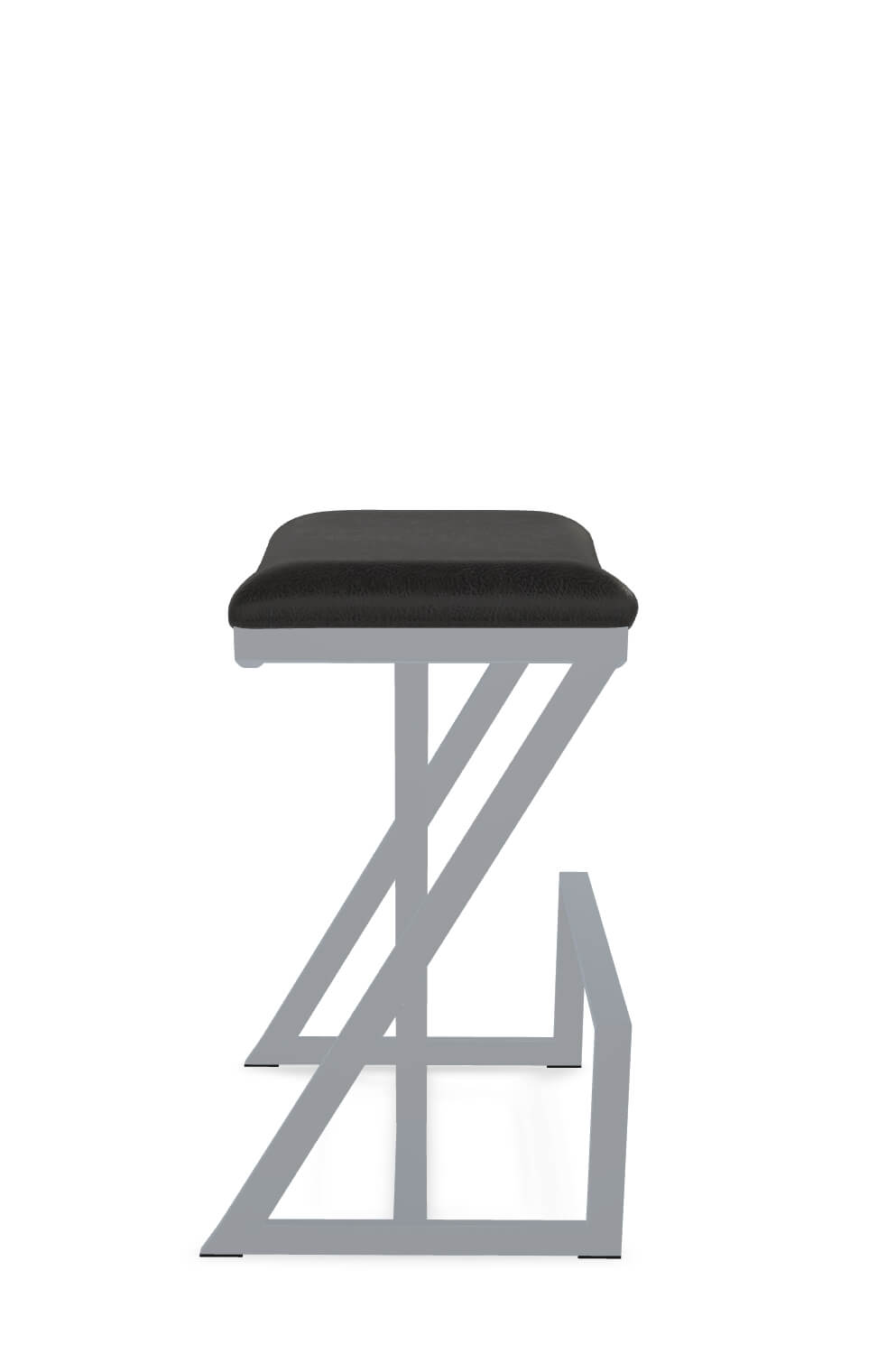Wesley Allen's Astro Backless Non-Swivel Bar Stool in Gray Metal and Black Vinyl - Side View