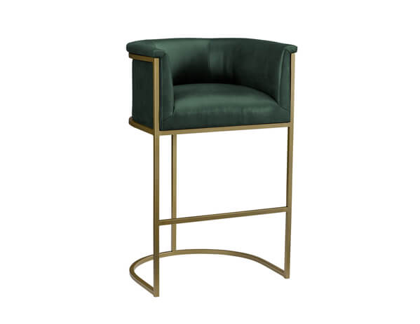 Green leather metal bar stool