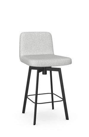 Amisco's Tully Black Metal Swivel Bar Stool with Gray Seat/Back Cushion