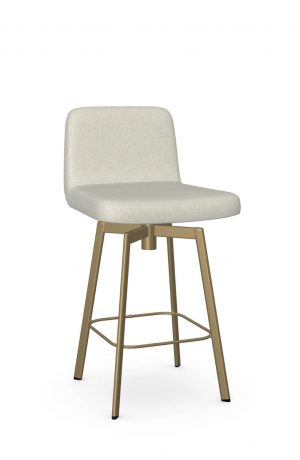 Amisco's Tully Gold Metal Swivel Bar Stool with Beige Seat/Back Cushion