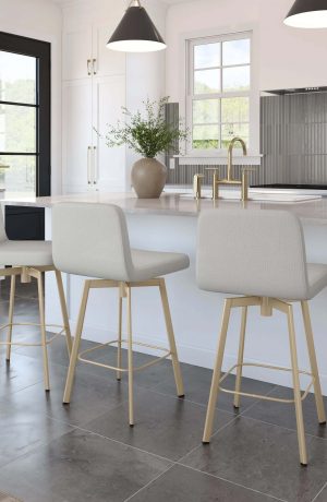 Amisco's Tully Low Back Swivel Counter Stool in Modern White Gold Kitchen