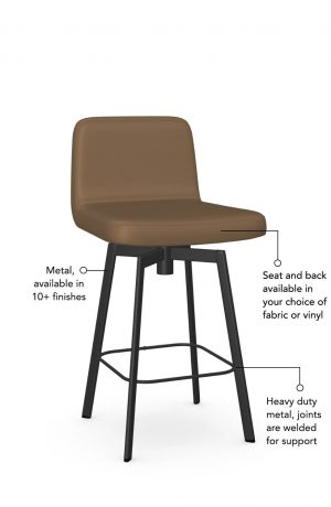 Featuring heavy duty metal joints for support, seat and back cushion available in your choice of fabric or vinyl, and a metal base available in 10+ finishes.