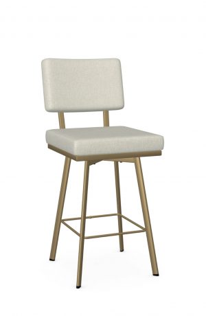 Amisco's Wesley Modern Gold Swivel Bar Stool with Beige Seat/Back Cushion