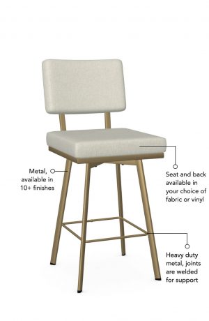 Featuring heavy duty metal joints for support, seat and back cushion available in your choice of fabric or vinyl, and a metal base available in 10+ finishes.