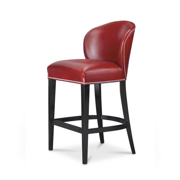 Barrel-shaped traditional bar stool with back