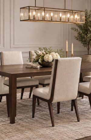 Cream Upholstered Wood Dining Chairs - Elegant Transitional Dining Room - 1206 Style Upholstering Chairs