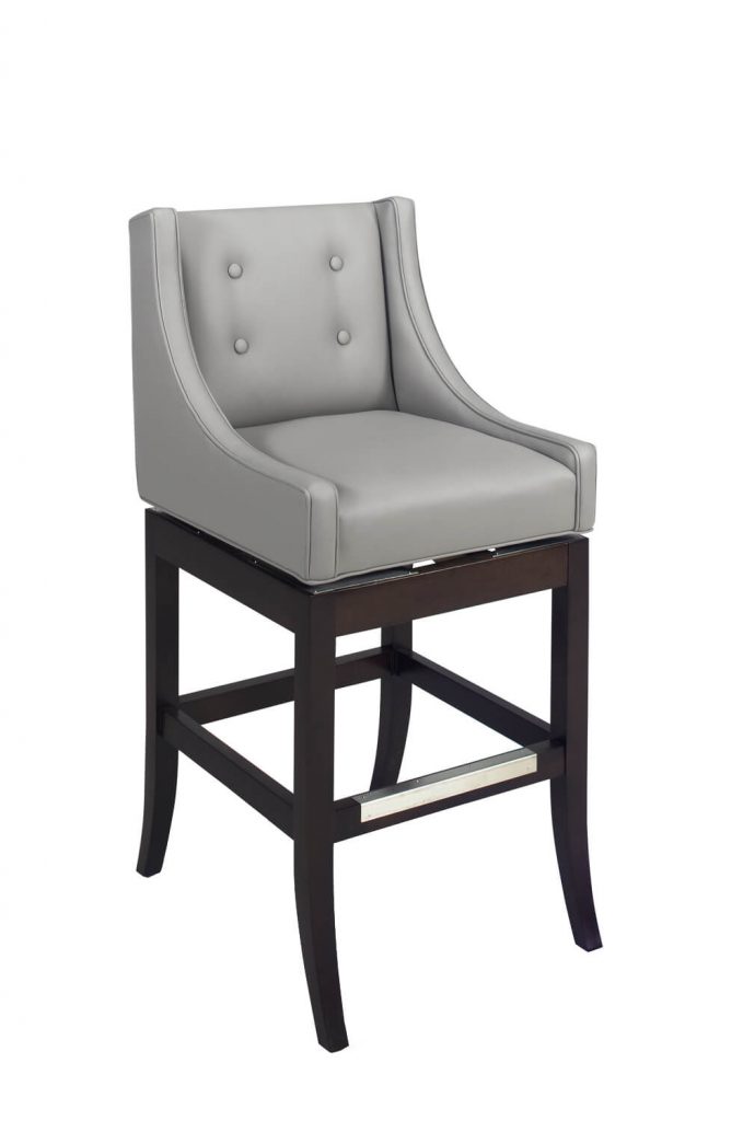 Style Upholstered 101 Wood Swivel Bar Stool with Button Upholstered Back