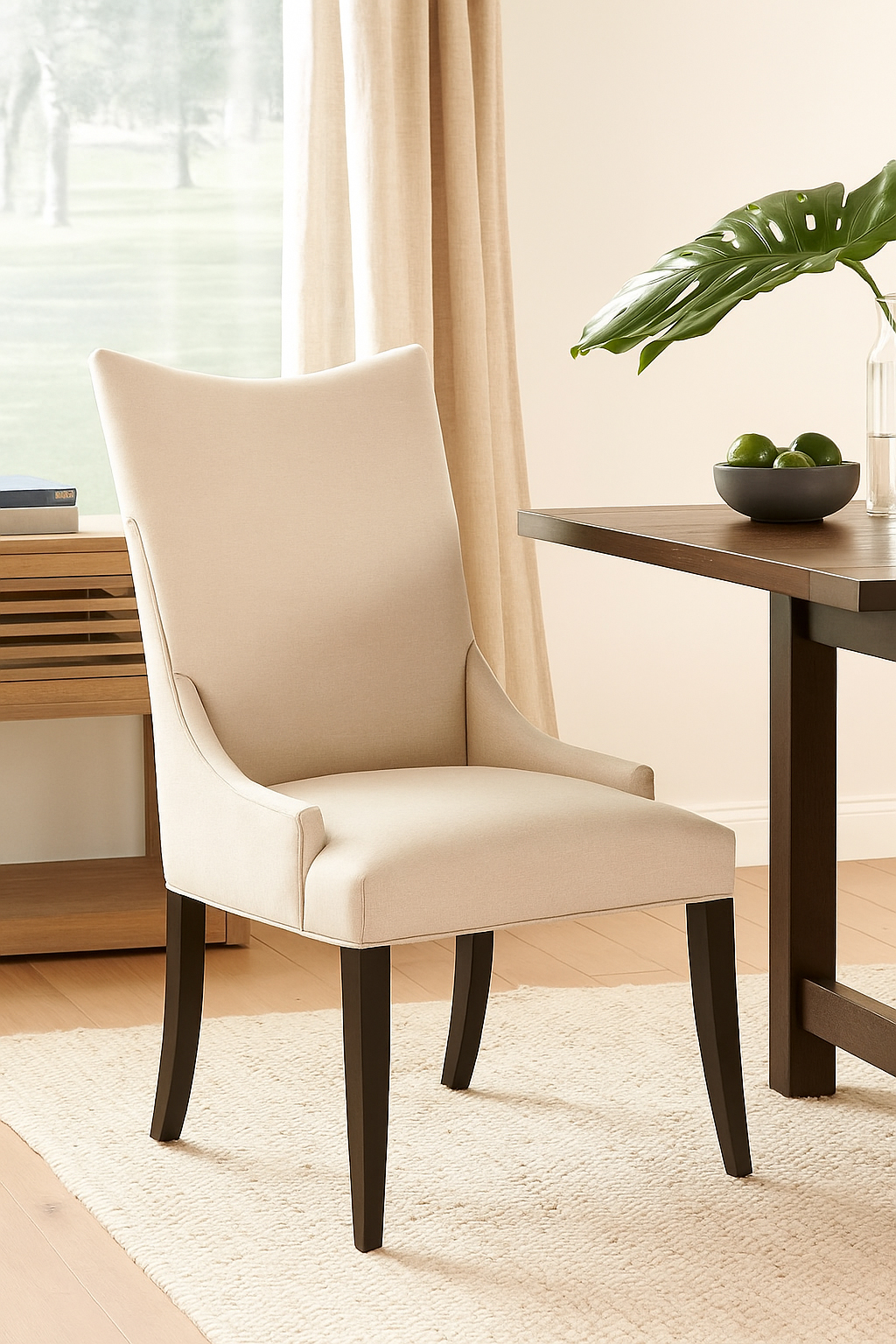 Style Upholstering's 1200 Modern Dining Arm Chair by Table