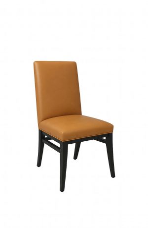 Style Upholstering's 1201 Black Wood Dining Chair with Camel Leather