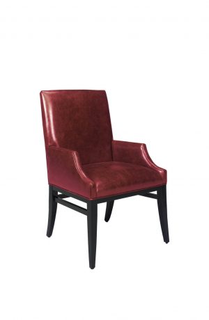 Style Upholstering 1202 Wood Red Leather Dining Arm Chair