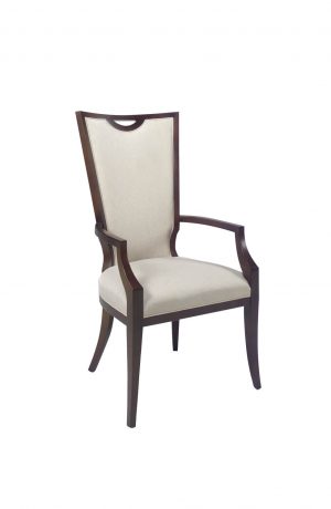 Style Upholstering #1204A Transitional Upholstered Dining Arm Chair with Handle Pull