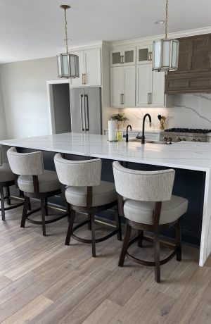 Style Upholstering's #15-SWBS Swivel Wood Bar Stool with back in Customer's Modern Kitchen