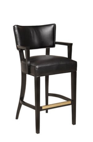 Style Upholstering's #15 Black Wood Bar Stool with Arms