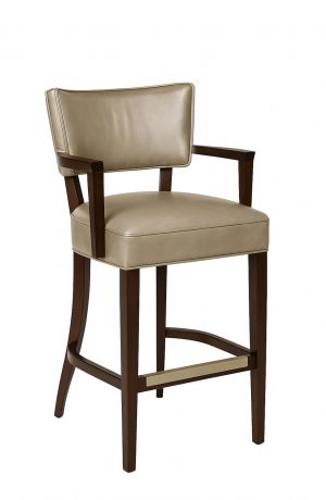Style Upholstering's #15-BS Bar Stool with Brass Footplate and Castillo Quarry Vinyl