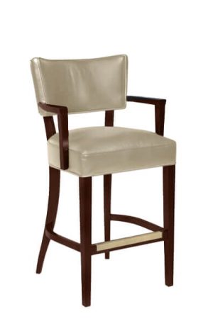 Style Upholstering's #15-BS Bar Stool with Brass Footplate and Castillo Quarry Vinyl