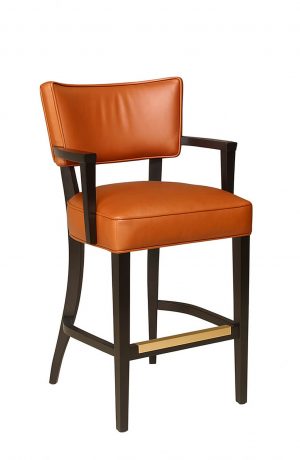 Style Upholstering's 15-BS Traditional Wood Bar Stool with Orange Brown Vinyl