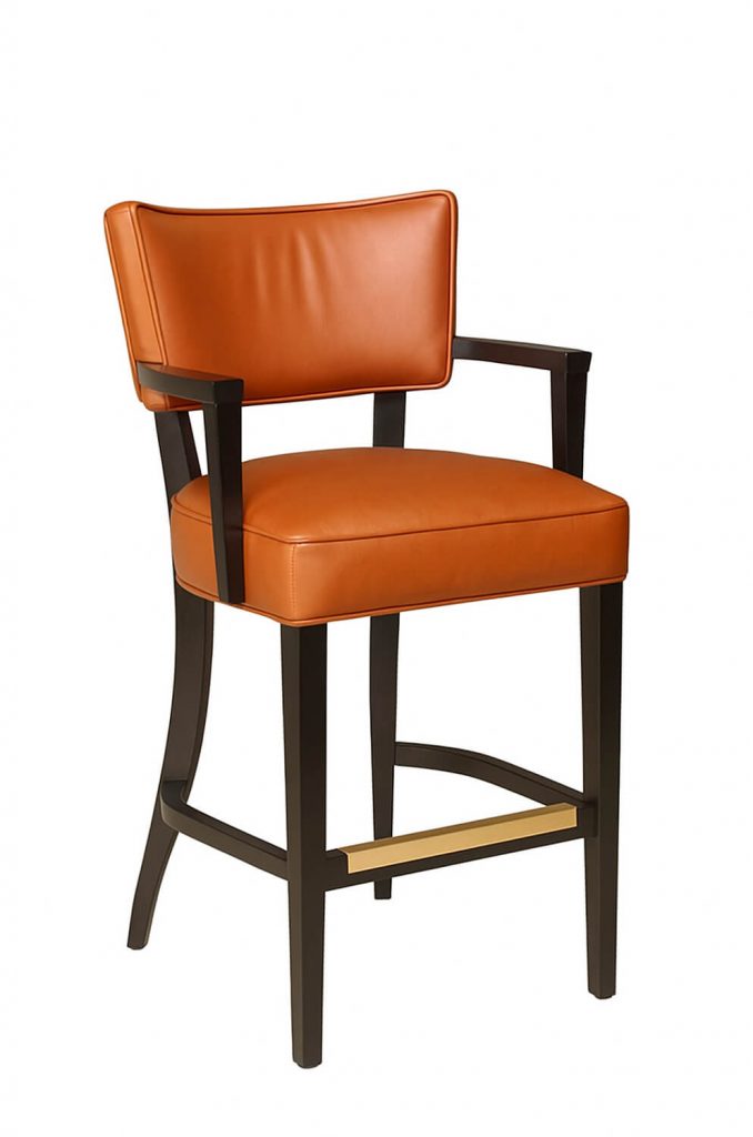 Style Upholstering's 15-BS Traditional Wood Bar Stool with Orange Brown Vinyl