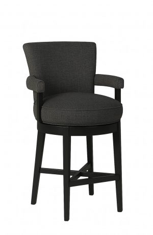 Style Upholstering's 180 Black Wood Swivel Bar Stool with Arms