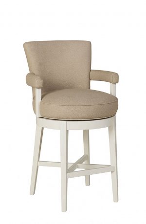 Style Upholstering's 180 White Swivel Bar Stools in Light Tan Upholstery