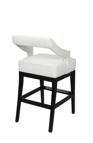 Style Upholstering #185-SSB Wood Swivel Bar Stool with Arms in Leather - Back View