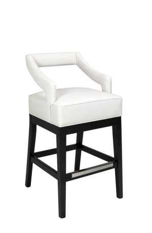 Style Upholstering #185-SSB Wood Swivel Bar Stool with Arms in Leather