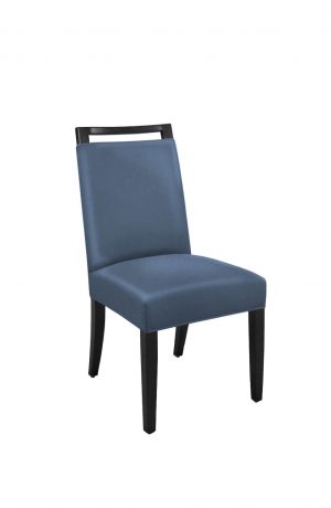 Style Upholstering's 6622-CH Black Wood Dining Chair with Blue Vinyl