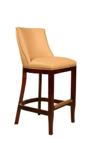 Style Upholstering 670 Upholstered Wood Bar Stool with Back in Leather