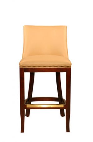 Style Upholstering 670 Upholstered Wood Bar Stool with Back in Leather - Front View