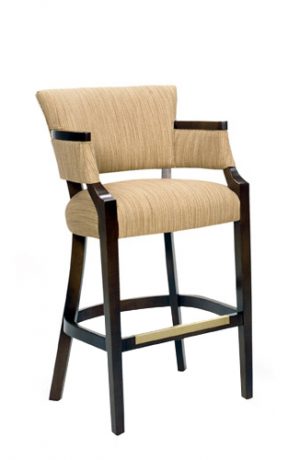 Style Upholstering #6703 Upholstered Wood Bar Stool with Arms