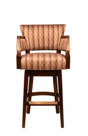Style Upholstering #6705 Upholstered Wood Swivel Bar Stool with Arms - Front