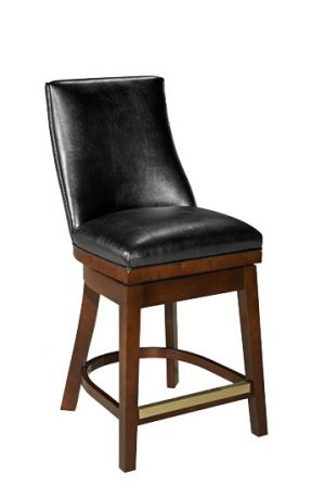 Style Upholstering #671 Transitional Wood Swivel Bar Stool with Back