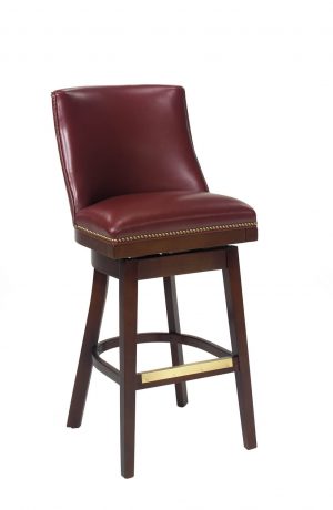 Style Upholstering 671 Upholstered Wood Swivel Bar Stool with Nailhead Trim and Back