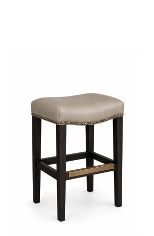 680 Modern Upholstered Backless Saddle Wood Stool
