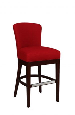 Style Upholstering's 687 Black Wood Bar Stool in Red Fabric