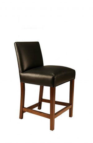 Style Upholstering's 696 Chestnut Wood Kitchen Island Bar Stool with Black Leather