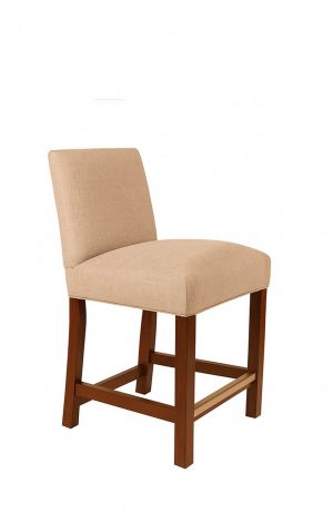 Style Upholstering's 696 Fruitwood Wood Kitchen Island Bar Stool with Tan Fabric