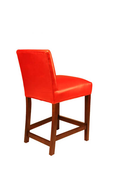 Style Upholstering #696 Upholstered Wood Red Leather Bar Stool with Back - Back View