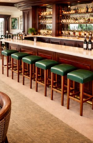 Style Upholstering's 696B Green Backless Bar Stools in Restaurant Bar