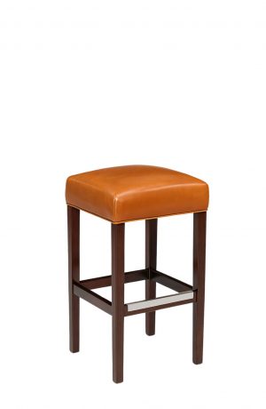 Style Upholstering #696B Upholstered Backless Wood Bar Stool with Chrome Footrest