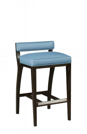 Style Upholstering's #700 Black Wood Modern Bar Stool with Blue Leather
