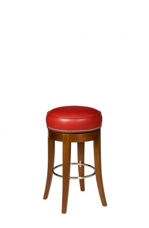 Style Upholstering #711 Narrow Upholstered Wood Backless Swivel Bar Stool in Leather
