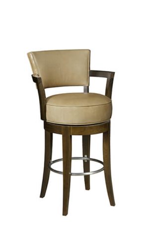 Style Upholstering #714 Wood Upholstered Swivel Bar Stool with Arms