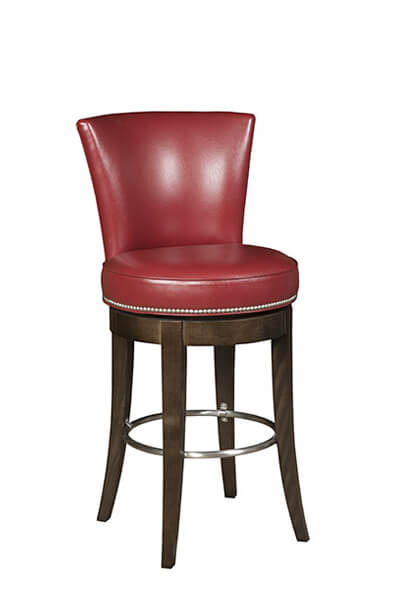 Style Upholstering #720 Wood Upholstered Swivel Bar Stool with Back in Red Leather