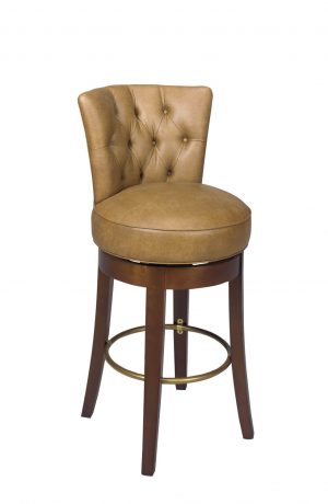 Style Upholstering #721 Wood Upholstered Swivel Bar Stool with Tufted Back