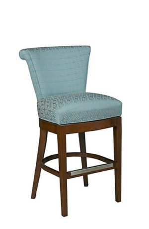 Style Upholstering #725 Wood Upholstered Swivel Bar Stool in Blue Leather