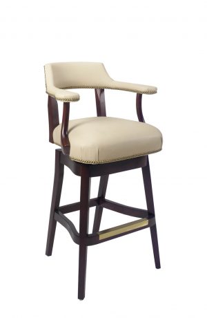 Style Upholstering #795 Wood Upholstered Swivel Bar Stool with Arms