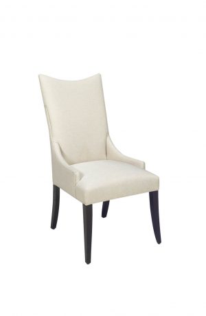 Style Upholstering #1200 Modern Upholstered Wood Dining Chair in Off-White Fabric and Black Legs