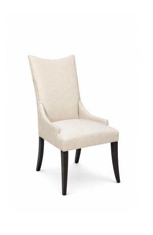 Style Upholstering #1200 Modern Upholstered Wood Dining Chair in Off-White Fabric and Black Legs