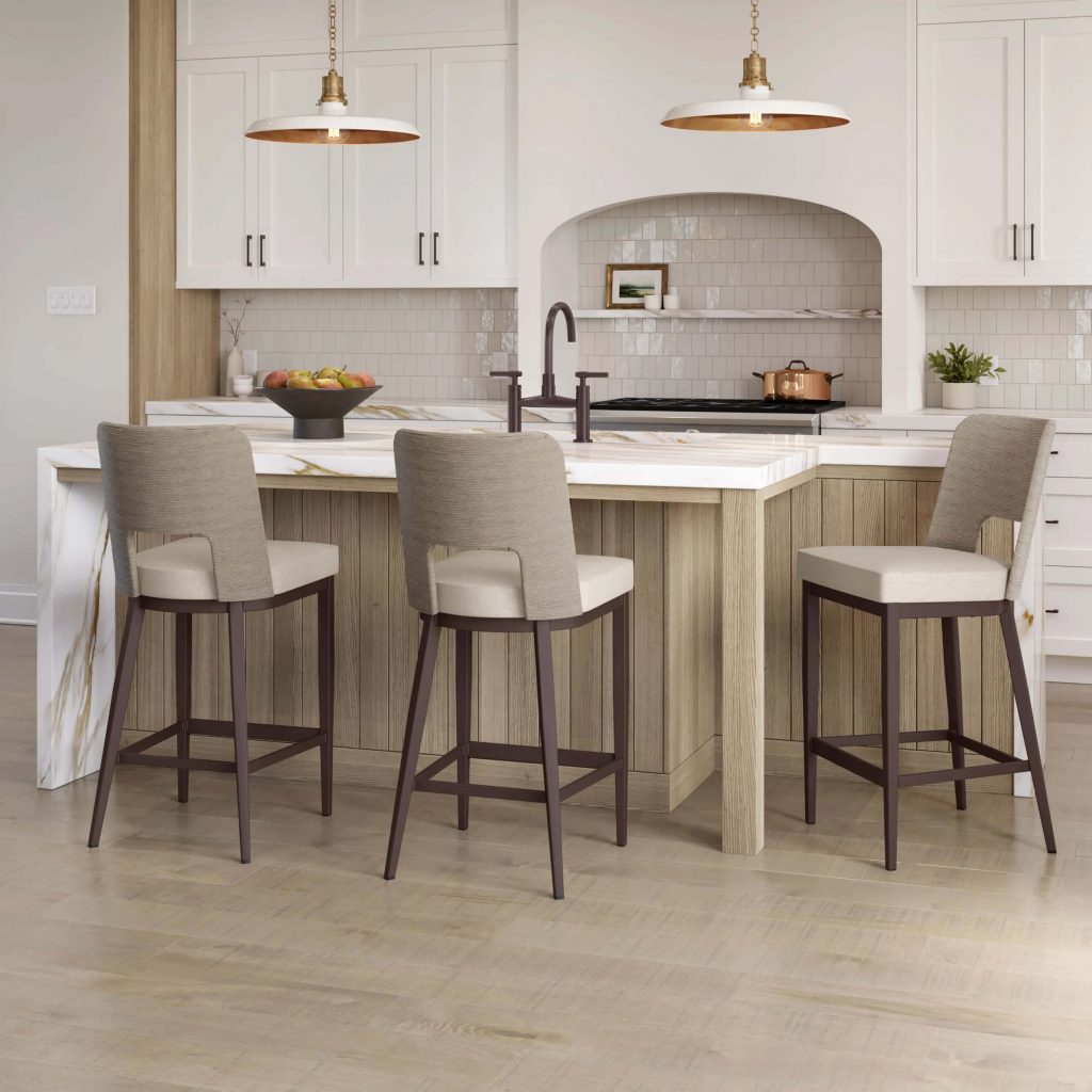 Amisco's Chase Transitional Metal Bar Stools in Warm Kitchen