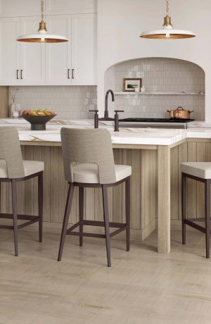 Amisco's Chase Transitional Metal Bar Stools in Warm Kitchen